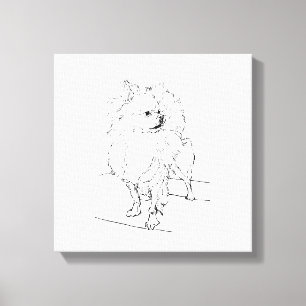 Impressão Em Tela Chihuahua de Cabelo Longo - Ilustração Minimalista