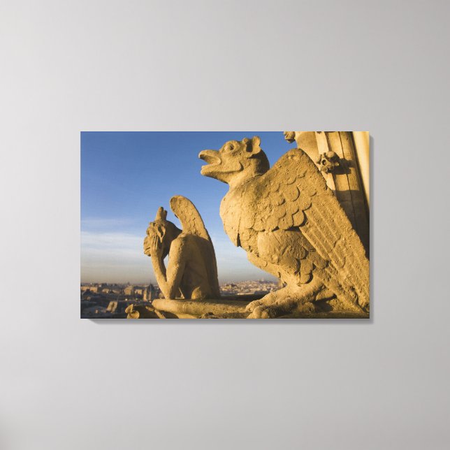 Impressão Em Tela Chimera na fachada da Catedral de Notre Dame, (Frente)