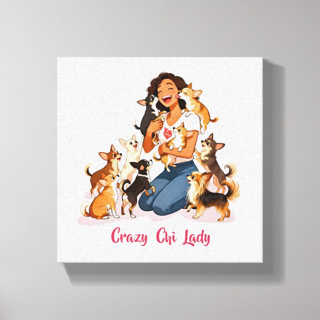 Impressão Em Tela Chimigos - Crazy Chi Lady - Chihuahua  (Frente)