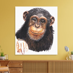Impressão Em Tela Chimpanzé Encantador
