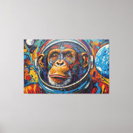 IMPRESSÃO EM TELA CHIMPANZÉ NO ESPAÇO
