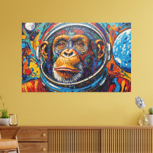 IMPRESSÃO EM TELA CHIMPANZÉ NO ESPAÇO