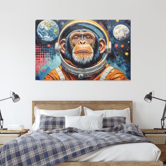 IMPRESSÃO EM TELA CHIMPANZÉ NO ESPAÇO-15 (Insitu(Quarto))