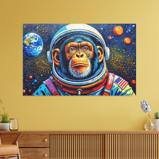 IMPRESSÃO EM TELA CHIMPANZÉ NO ESPAÇO-2 (Insitu(Sala de estar))