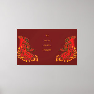 Impressão Em Tela China Dragon vermelho e design de ouro