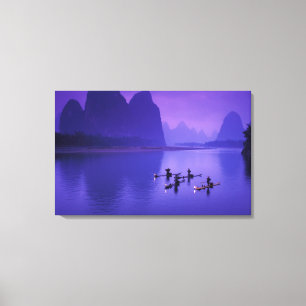 Impressão Em Tela China, Rio Li. Pescadores de corormorões.