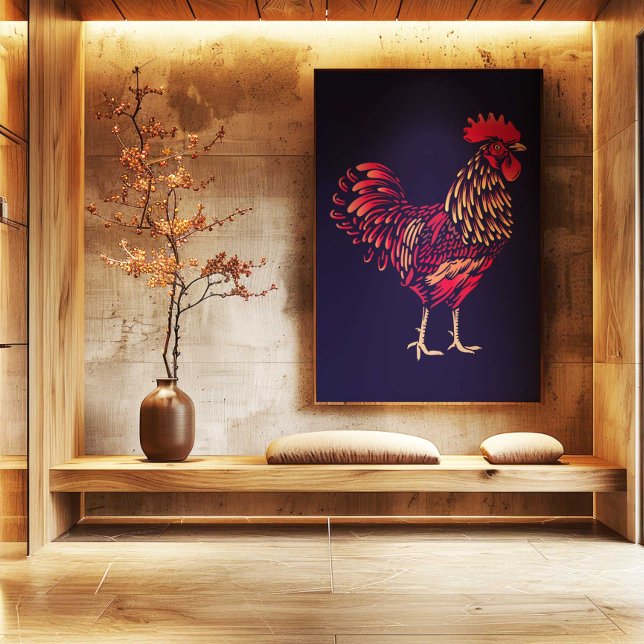 Impressão Em Tela Chinese Zodiac Rooster Wall Art Print | Japandi  (Chinese Zodiac Rooster Wall Art Print | Rustic Home Decor by TinkPrints)