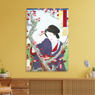 Impressão Em Tela Chinoiserie Senhora Japonesa & Flor de Cerejeira V