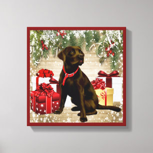 IMPRESSÃO EM TELA CHOCOLATE LABRADOR DO NATAL