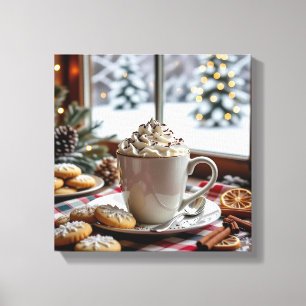 Impressão Em Tela Chocolate Quente e Biscoitos de Açúcar Natal Festi