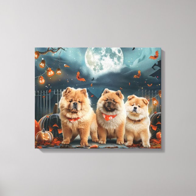Impressão Em Tela Chow Chow Halloween Spooky (Frente)