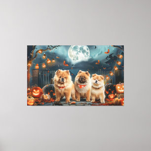 Impressão Em Tela Chow Chow Halloween Spooky
