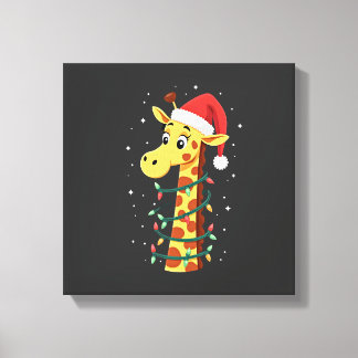 Impressão Em Tela Christmas Giraffe Santa Hat Lights Giraffe Men Wom
