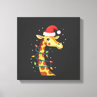 Impressão Em Tela Christmas Giraffe Santa Hat Lights Giraffe Men Wom