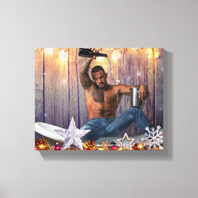 Impressão Em Tela Christmas SlipperyJoe silver gold stars lights wet (Frente)