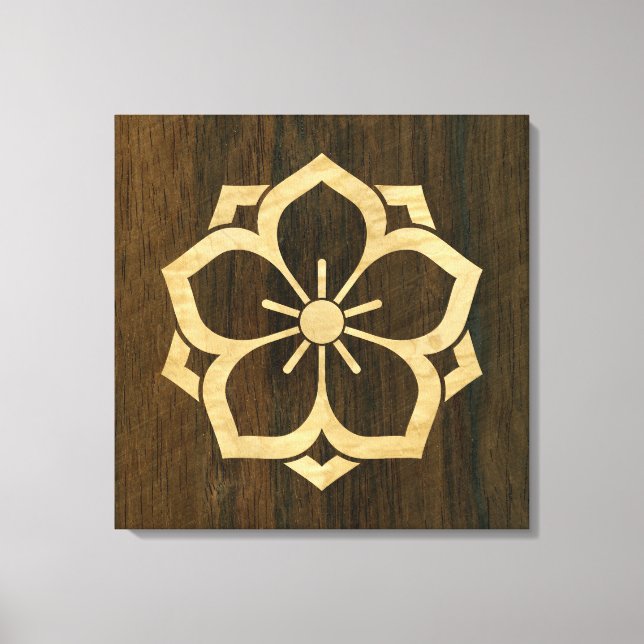 Impressão Em Tela Chuinyaekikyo Japonês Kamon Cherry Blossom Madeira (Frente)