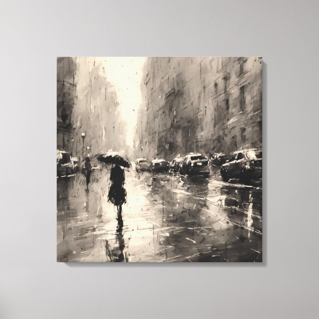 Impressão Em Tela Chuva De Verão Na Cidade (Frente)