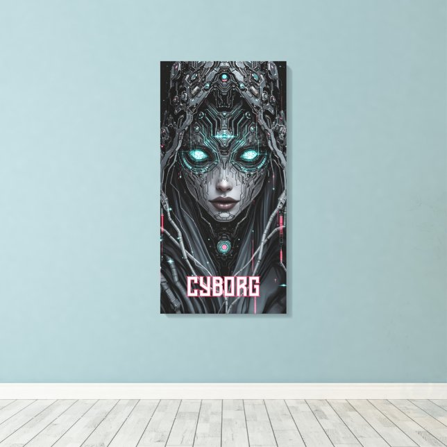 Impressão Em Tela Ciborgue Oráculo Neon (Insitu(piso de madeira))