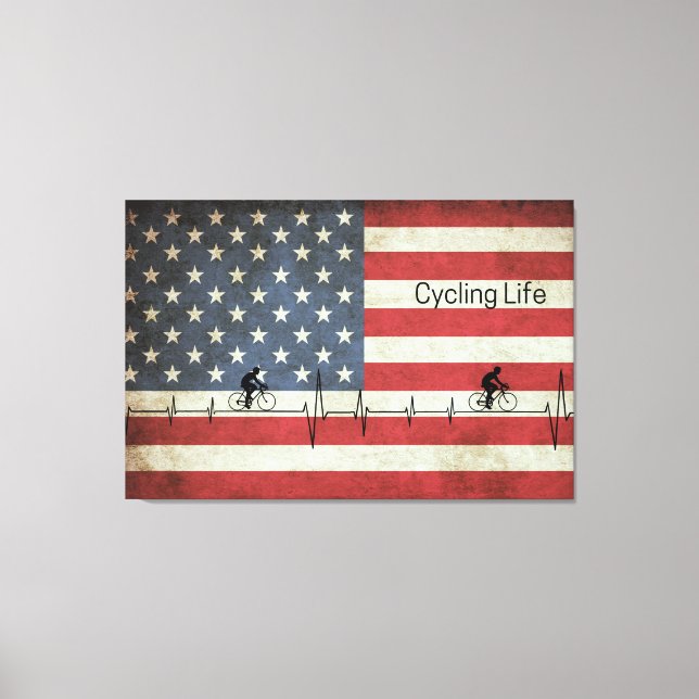Impressão Em Tela Ciclismo, Estrelas e Stripes (Frente)