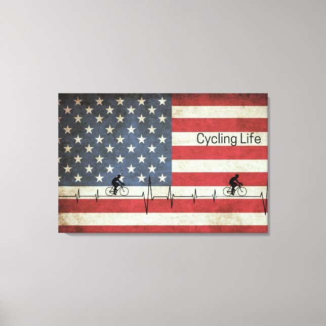 Impressão Em Tela Ciclismo, Estrelas e Stripes (Frente)