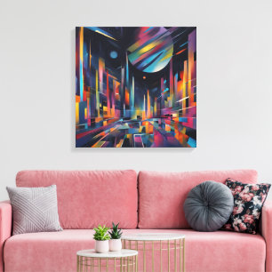 Impressão Em Tela Cidade Abstrata