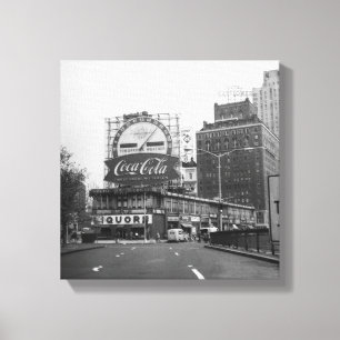Impressão Em Tela Cidade americana com quadros de avisos comerciais
