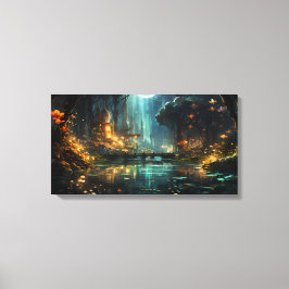 Impressão Em Tela Cidade da Floresta Oculta no Luar