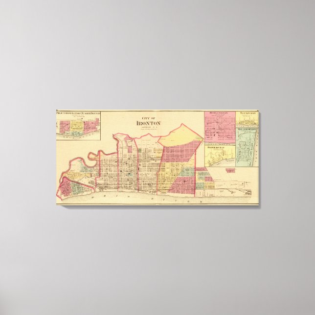 Impressão Em Tela Cidade de Ironton com Proctorsville (Frente)