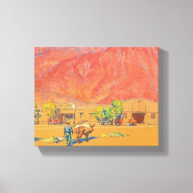 Impressão Em Tela Cidade e Cliff por Maynard Dixon (Frente)