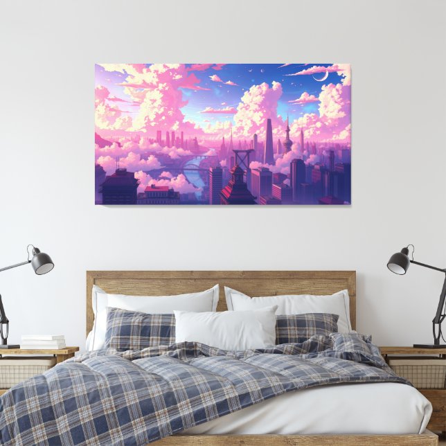 Impressão Em Tela Cidade no Céu (Insitu(Quarto))