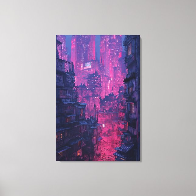 Impressão Em Tela Cidade Noturna (Frente)