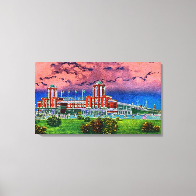 Impressão Em Tela Cidade Windy de marinho Pier Chicago, 1920 (Frente)