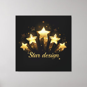 Impressão Em Tela Cinco estrelas douradas a preto