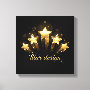 Impressão Em Tela Cinco estrelas douradas em preto