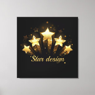 Impressão Em Tela Cinco estrelas douradas em preto
