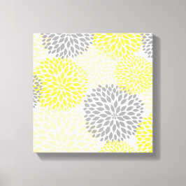 Impressão Em Tela Cinza amarela da dália moderna floresce arte na pa
