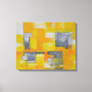 Impressão Em Tela cinza branco-amarelo-abstrato