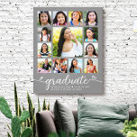 Impressão Em Tela Cinza de Colagem de Fotos de Script Moderno K-12<br><div class="desc">Tenha orgulho, alegria e mostre este marco do seu formando favorito. Crie esta formatura feminina, espantosa, simples, moderna, personalizada de segundo grau K - 12 fotografias de colagem de canvas de arte para um bem-estar que você sempre vai tesourar. Uma imagem divertida e divertida da escrita branca e dos corações...</div>