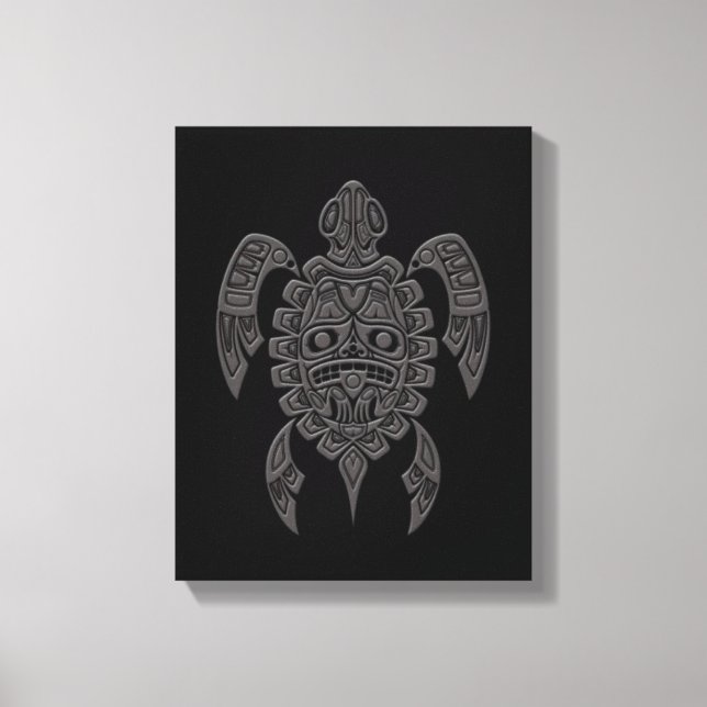 Impressão Em Tela Cinza Haida Spirit Sea Turtle em Black (Frente)