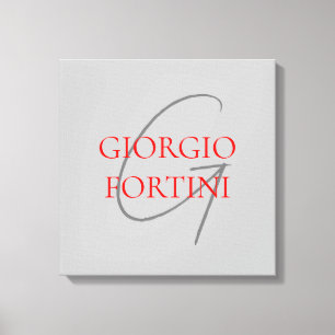 Impressão Em Tela Cinza Vermelho Seu Nome Monograma Inicial Moderno