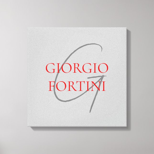 Impressão Em Tela Cinza Vermelho Seu Nome Monograma Inicial Moderno (Frente)