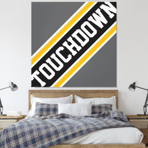 Impressão Em Tela CINZAS Dinâmicas TOUCHDOWN brancas pretas tiras a