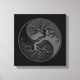 Impressão Em Tela Cinzas e Árvore Negra da Vida Yin Yang