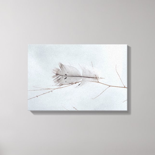 Impressão Em Tela Cinzas Elegantes Feather Em Fileira (Frente)