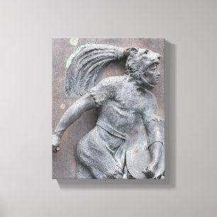 Impressão Em Tela Cinzeladura de pedra do guerreiro asteca