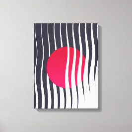 Impressão Em Tela Círculo abstrato vermelho e linhas de onda