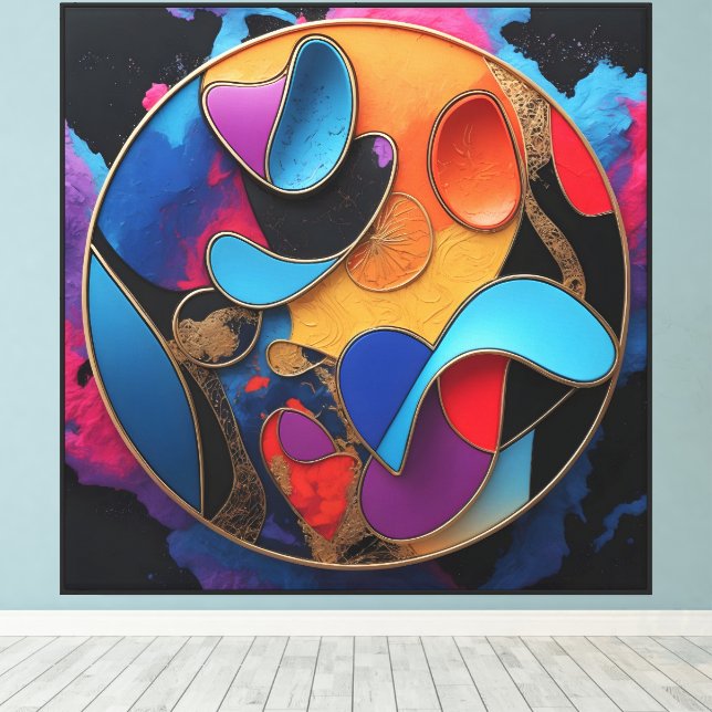 Impressão Em Tela Círculo de Fluxo de Cor (Insitu(piso de madeira))