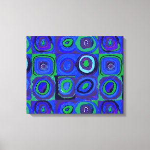 Impressão Em Tela Círculo Quadrado do Kandinsky Farbstudie Blue Quad