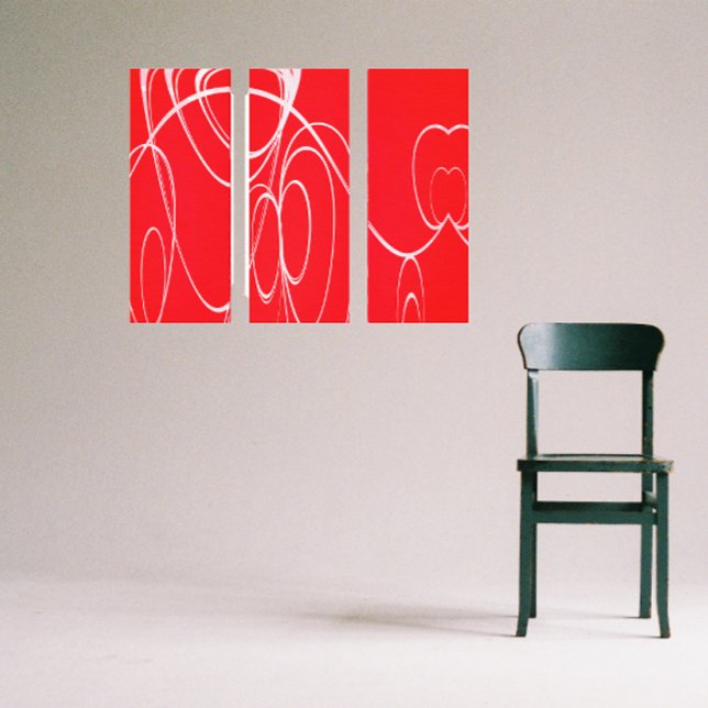 Impressão Em Tela Círculos dançantes em tinta vermelha e branca (Criador carregado)