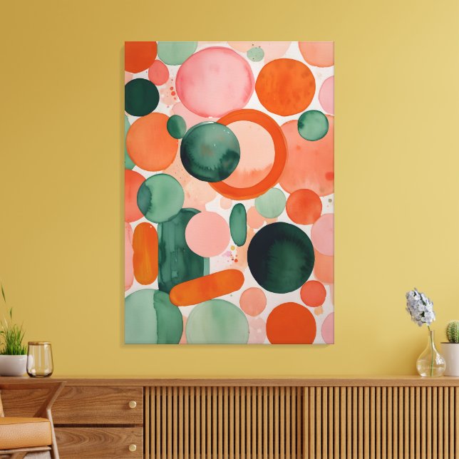 Impressão Em Tela Círculos de Aquarela (Insitu(Sala de estar))